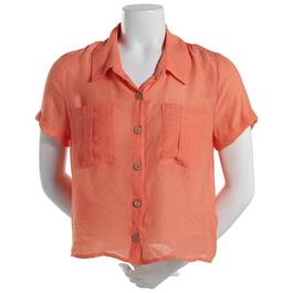 Juniors A. Byer Coral Grove Relaxed Casual Button Down