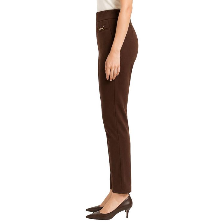 Womens Zac & Rachel Solid Pull On Slim Leg Suede Pants