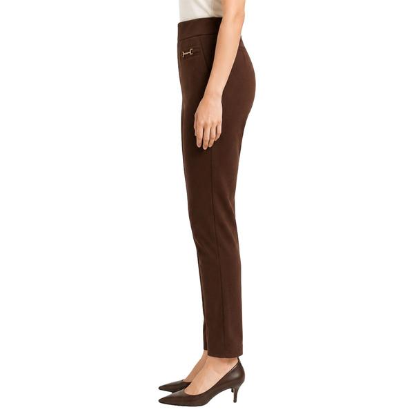 Womens Zac & Rachel Solid Pull On Slim Leg Suede Pants