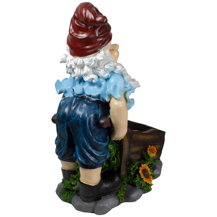 Northlight Seasonal 20in. Wheelbarrow Gnome Outdoor Garden Statue