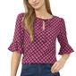 Womens Cece 3/4 Ruffle Sleeve Split Tie Neck Geo Blouse - image 1