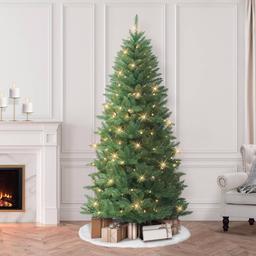 Puleo International 7ft. Pre-Lit Artificial Christmas Pine Tree
