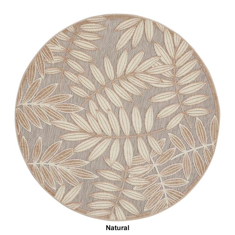 Nourison Aloha Leaf Print Round Rug