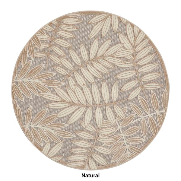 Nourison Aloha Leaf Print Round Rug