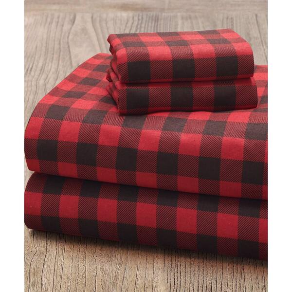 Spirit Linen Home&#40;tm&#41; Red Buffalo Flannel Sheet Set - image 