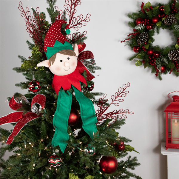 Northlight 16in. Plush Red & Green Elf Christmas Tree Topper