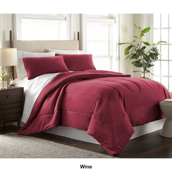 Micro Flannel&#174; Reverse to Sherpa Solid Comforter Set