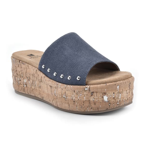 Womens White Mountain Diligent Denim Platform Sandals - image 