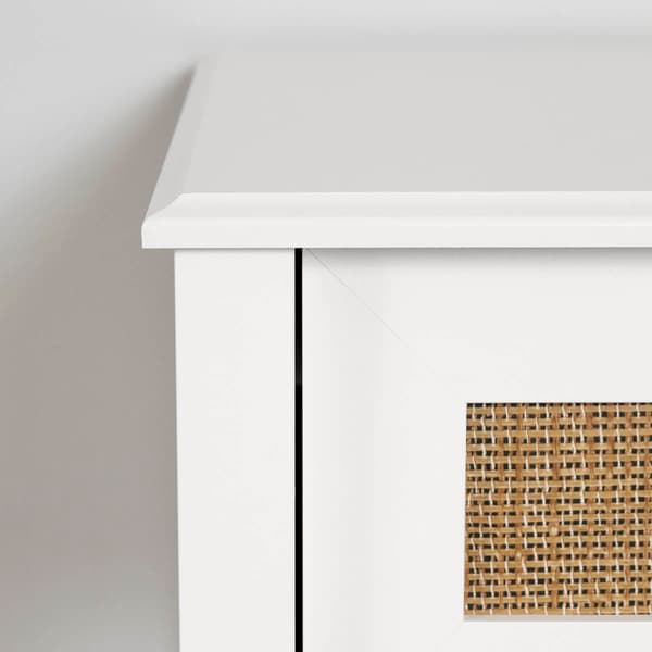 South Shore Balka White and Faux Printed Rattan End Table