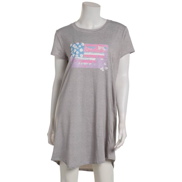 Womens Jaclyn Short Sleeve Patriotic Flag Nightshirt - image 