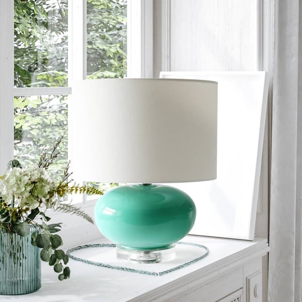 Lalia Home Modern Ovaloid Glass Bedside Table Lamp w/White Shade