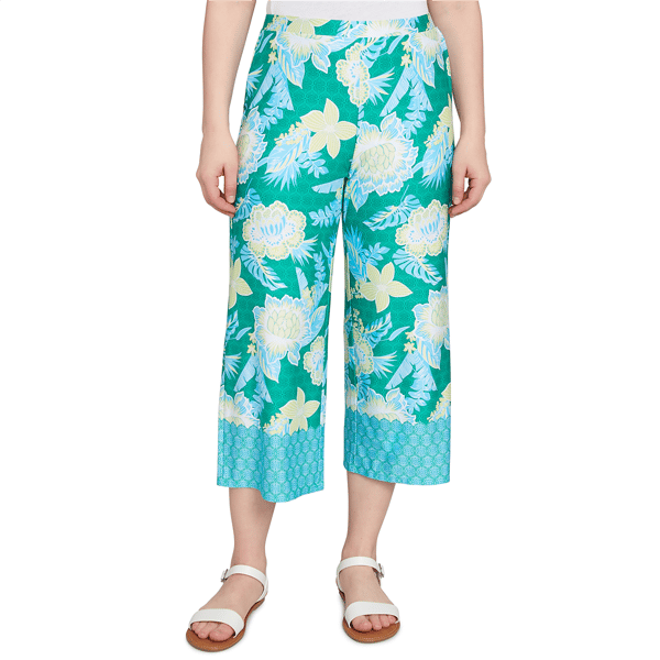 Plus Size Ruby Rd. Paradise Cove Pull On Floral Print Palazzo Kn