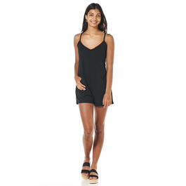 Juniors No Comment French Terry Strappy V-Neck Romper w/ Pockets
