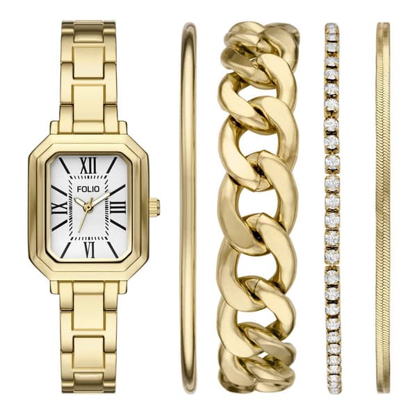 Womens Folio Gold-Tone Alloy Watch Gift Set - FMDFL2051 - image 