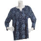 Plus Size Napa Valley 3/4 Sleeve Paisley Pleat Henley Blouse - image 1