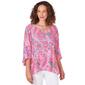 Petite Ruby Rd. Bright Blooms 3/4 Sleeve Paisley Blouse - image 1