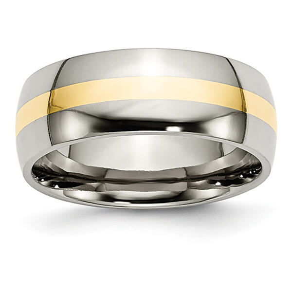 Mens Endless Affection&#40;tm&#41; 14kt. Yellow Gold Inlay 8mm Titanium Band - image 