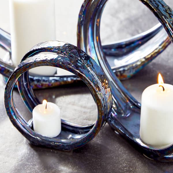 9th & Pike&#174; Silver Ceramic Glam Candlestick Holders - Set of 2