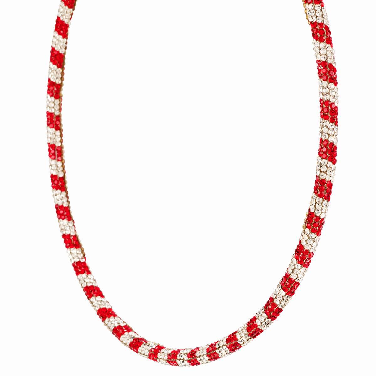 Green/Red & Silver Crystal Ball Necklace
