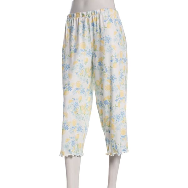 Petite Jessica Simpson Floral Citrus Lettuce Edge Capris - image 