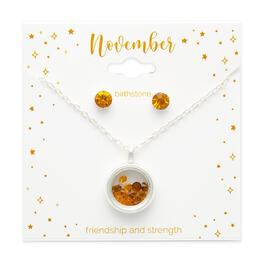 November Mini Birthstone Shaker Necklace & Earring Set