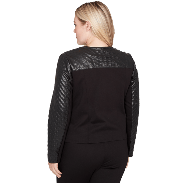 Womens Alfred Dunner Barcelona Ponte Knit Faux Leather Jacket