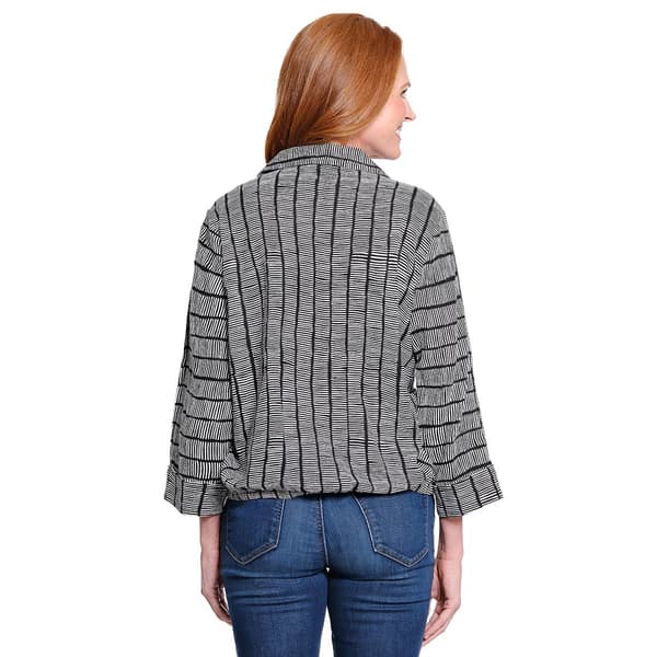 Womens Ali Miles 3/4 Sleeve Stripe Button Front Blouse