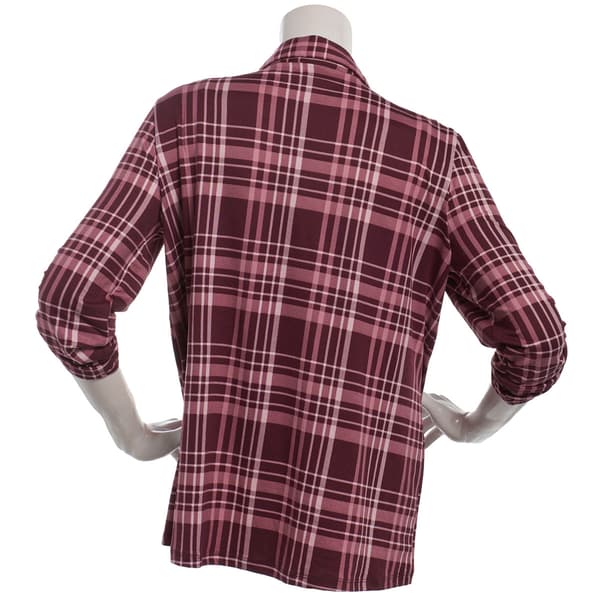 Womens Hasting & Smith 3/4 Roll Tab Plaid Button Front Blouse