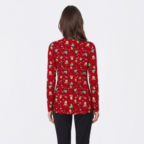 Womens Inner Circle Holiday Corgie Christmas Turtleneck Tee
