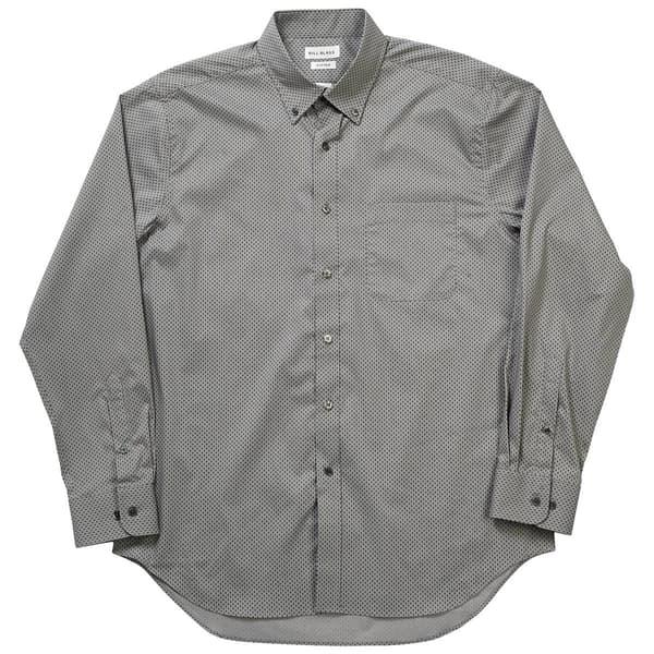 Mens Bill Blass Fitted Dress Shirt - Grey Small Neat Print - image 