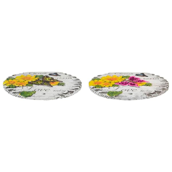 Northlight Seasonal Love Today Floral Garden Stones - Set of 2