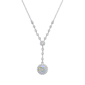 Saffron Moissanite Rainbow Diamond Halo Drop Pendant Necklace - image 1