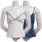 Juniors Pink Rose 2pk. Thermal V-Neck Babydoll Camisoles - Navy - image 2