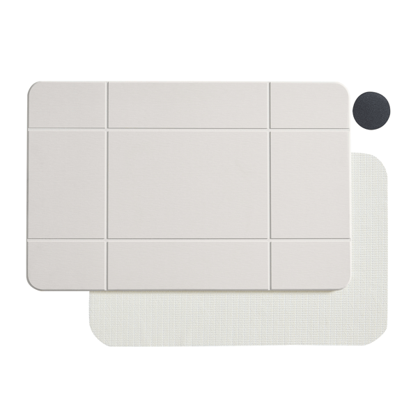 VCNY Home White Carved Grid Diatomite Stone Bath Mat