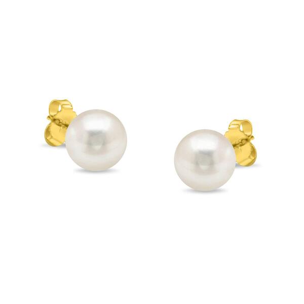 Haus of Brilliance 14kt. Yellow Gold Round Pearl Stud Earrings - image 