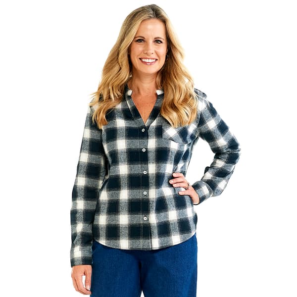 Petite Hasting & Smith Mandarin Flannel Shirt with Pocket