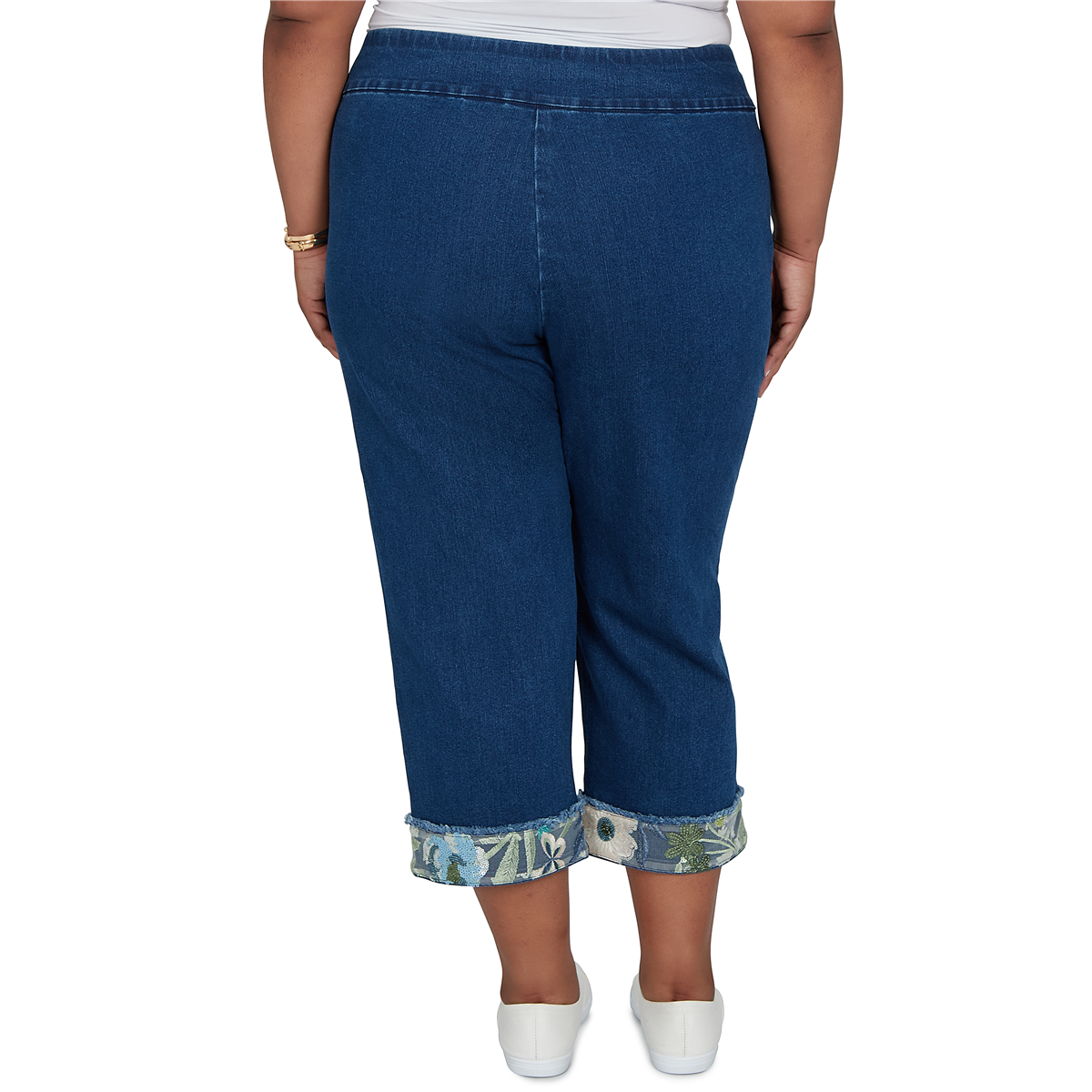 Plus Size Alfred Dunner Indigo Girls Floral Hem Pull On Jeans
