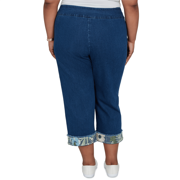 Plus Size Alfred Dunner Indigo Girls Floral Hem Pull On Jeans