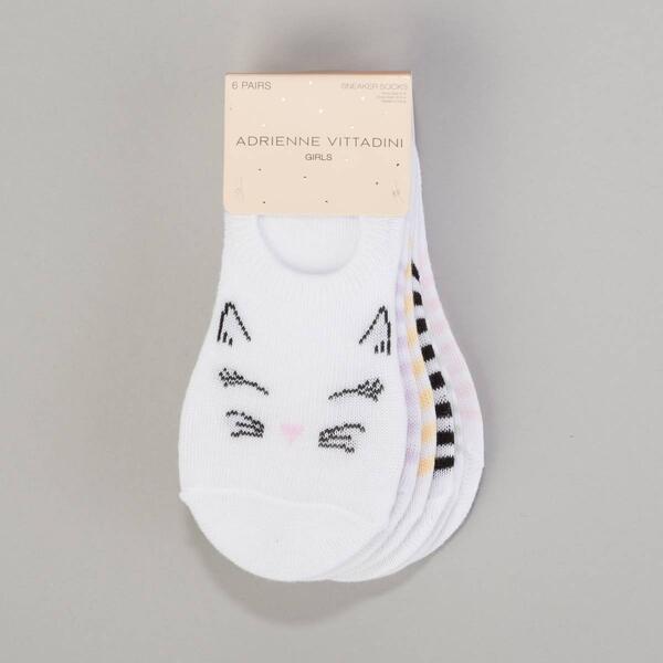 Girls Adrienne Vittadini 6pk. Cat Stripe Sneaker Liners - image 