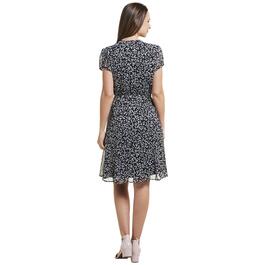Plus Size MSK Short Sleeve Floral Pinktuck Chiffon Sheath Dress