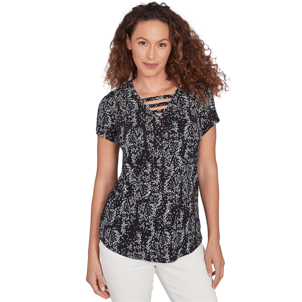 Women's Cap Sleeve Spaced Diamond Top - image 