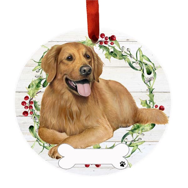 E&S Pets Full Body Golden Retriever Wreath Ornament - image 