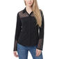 Womens NY Collection Long Sleeve Rhinestone Mesh Top - image 1