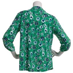 Womens Emily Daniels 3/4 Sleeve Floral Disco Two Pocket Blouse