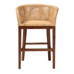 bali & pari Papua Modern Bohemian Acasia Wood Counter Stool