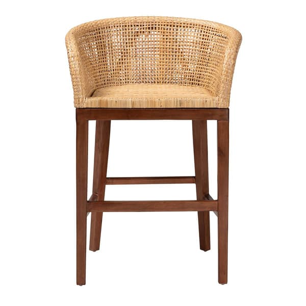 bali & pari Papua Modern Bohemian Acasia Wood Counter Stool