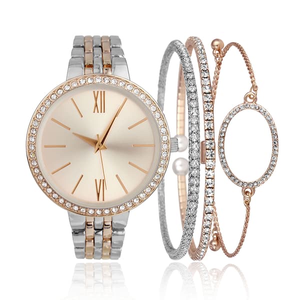 Daisy Fuentes Silver/Rose Watch & Bracelet Set - DF175RGTT - image 