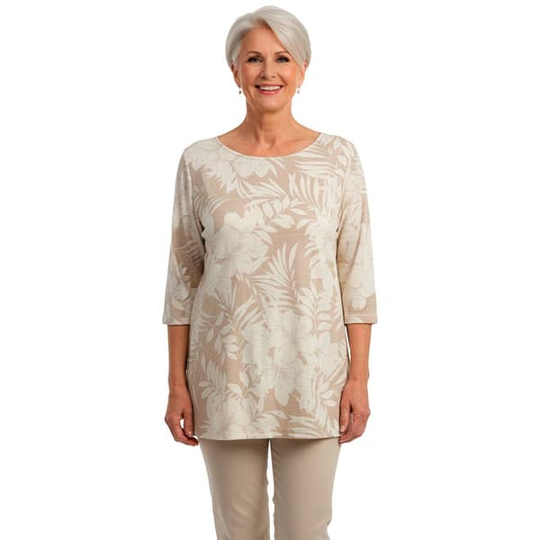 Womens French Laundry Elbow Sleeve Tropical Floral Tee - image 