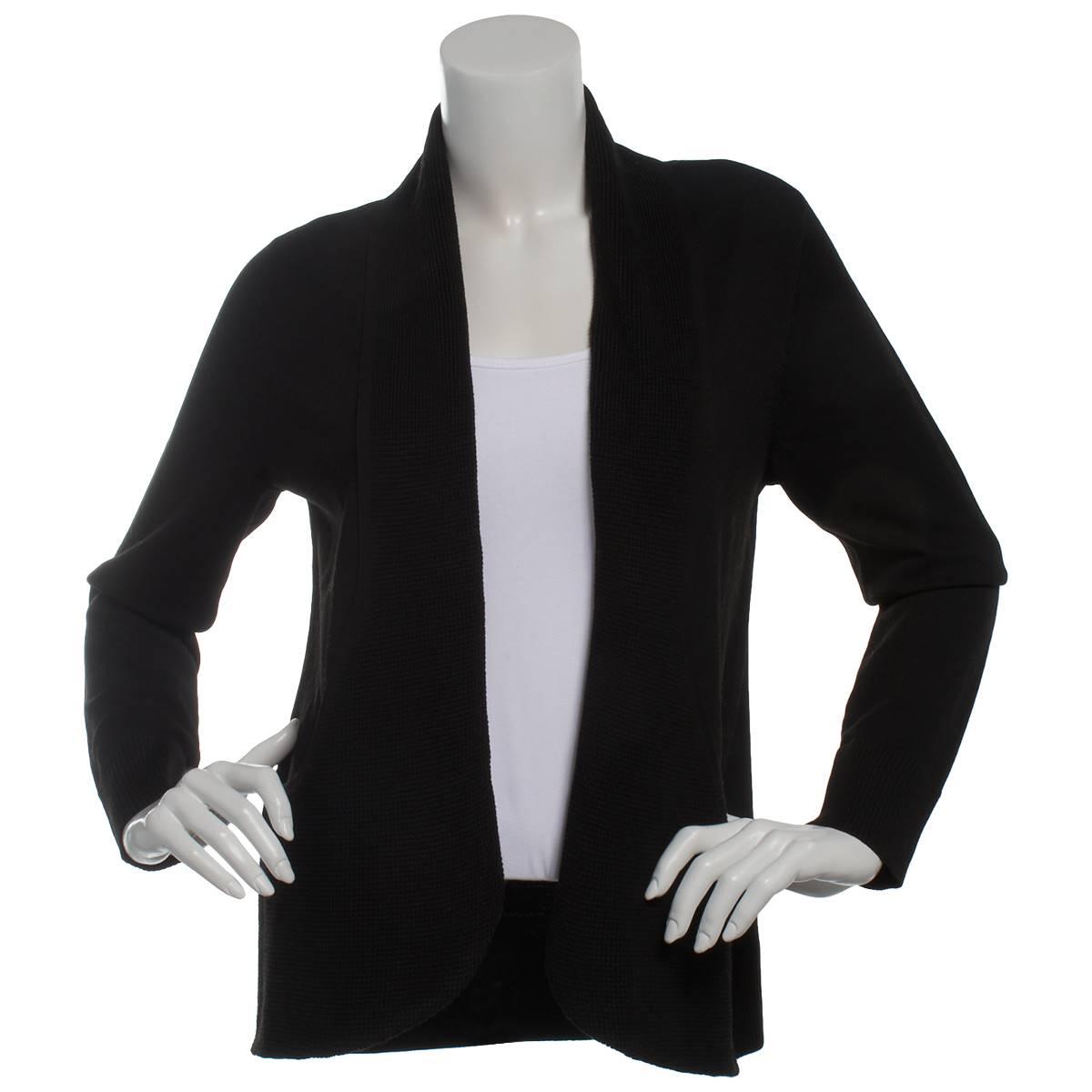 Petite 89th & Madison Long Sleeve J Pocket Solid Cardigan