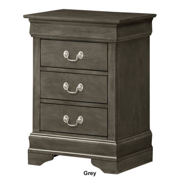 Passion Furniture Louis Philippe 3-Drawer Nightstand